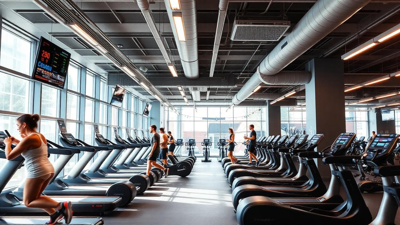 People training in a modern fitness gym